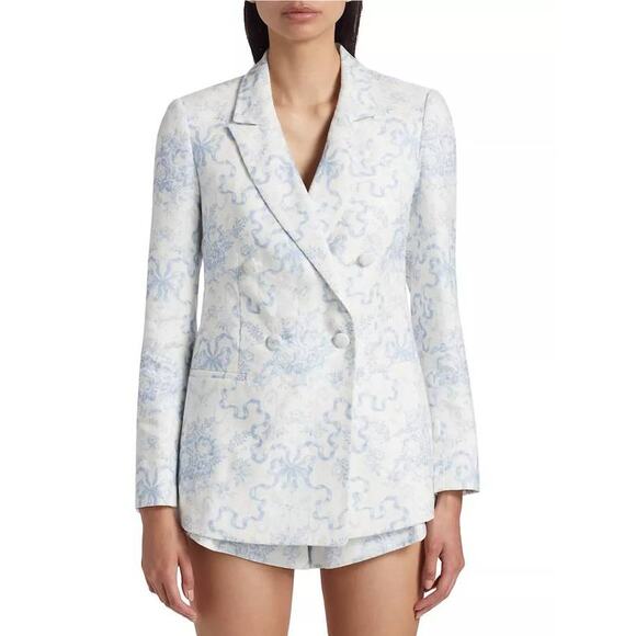 LoveShackFancy Lumine Double Breasted Jacket Blazer in Blissfully Blue 0 - Picture 1 of 3